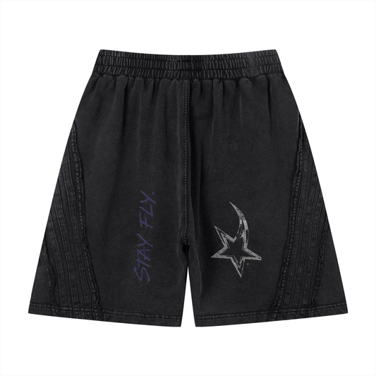 MIDNIGHT DISTRICT OG COLLECTION Vintage Wash Raw Edge Shorts