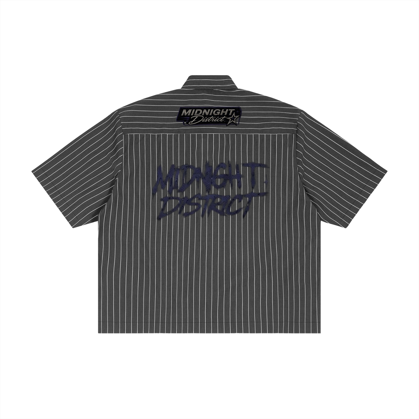 MIDNIGHT DISTRICT Striped Boxy Button-Up Shirt