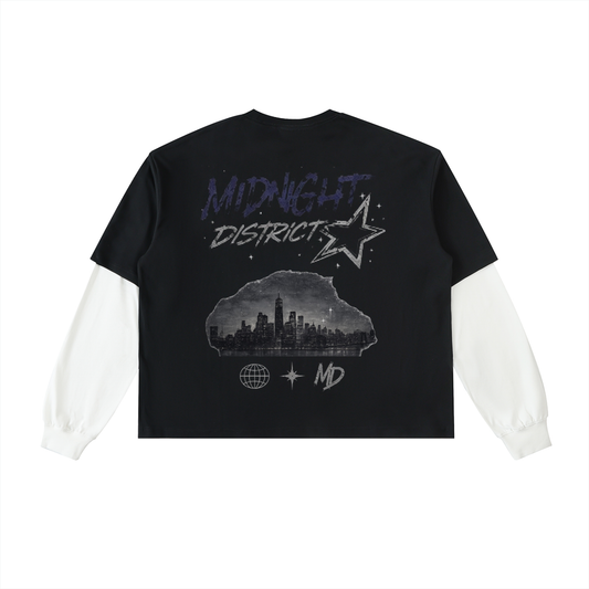 Midnight District FUTURE X OG Layered Contrast Sleeve Cotton T-Shirt