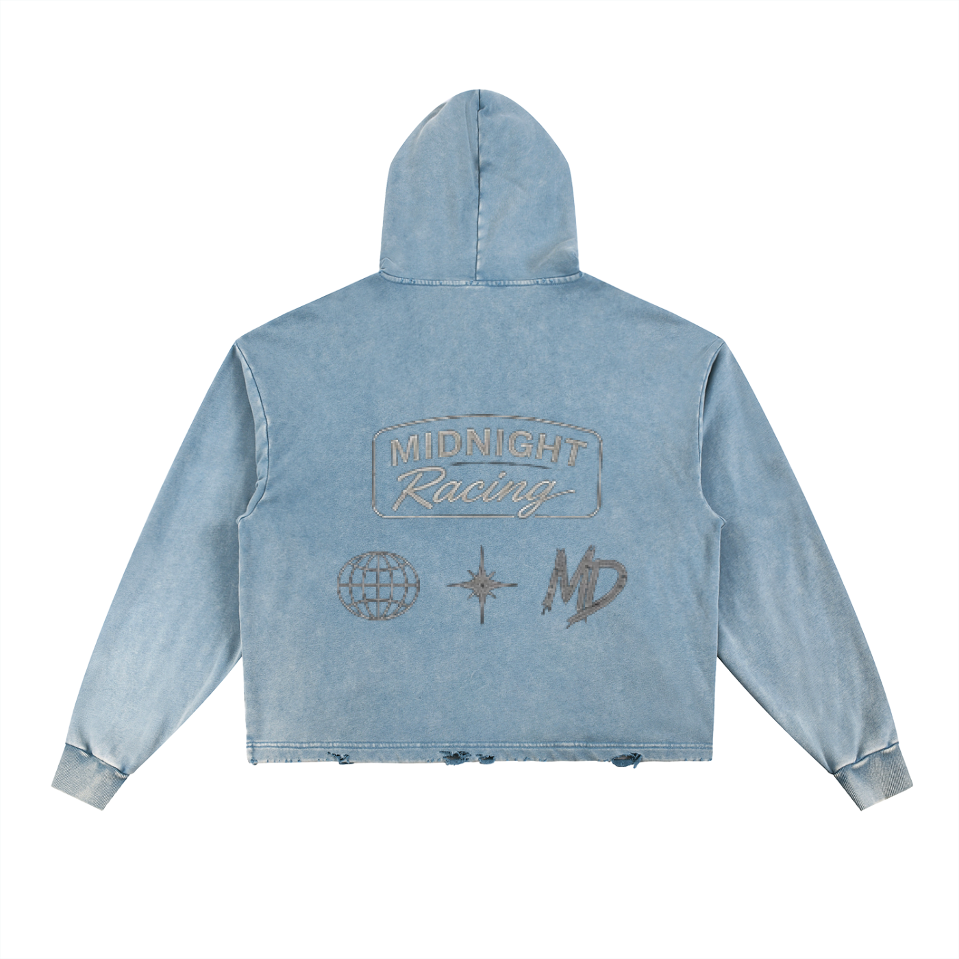 MIDNIGHT RACING sneak peak Vintage Washed Frayed-Hem Hoodie