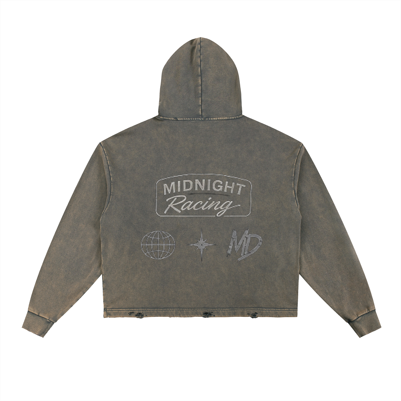 MIDNIGHT RACING sneak peak Vintage Washed Frayed-Hem Hoodie
