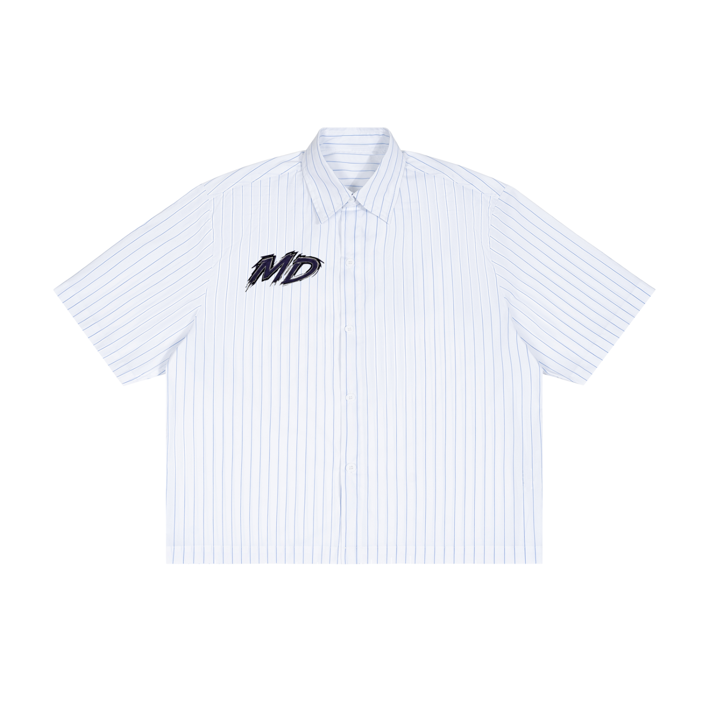 MIDNIGHT DISTRICT Striped Boxy Button-Up Shirt
