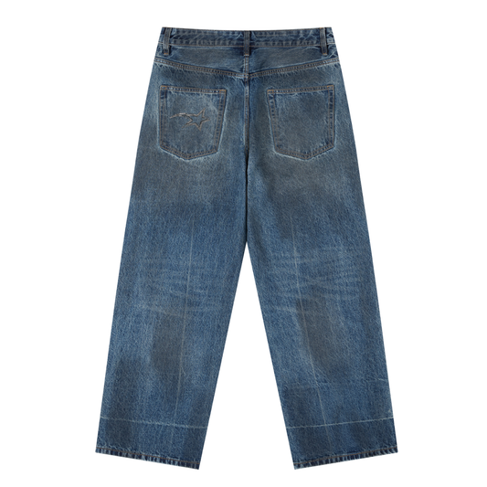 MIDNIGHT DISTRICT Vintage Wash Baggy Denim Jeans