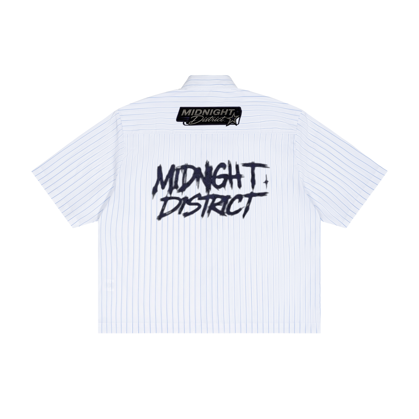 MIDNIGHT DISTRICT Striped Boxy Button-Up Shirt