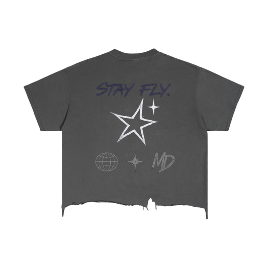 MIDNIGHT DISTRICT OG COLLECTION Vintage Wash Boxy Distressed Hem T-Shirt