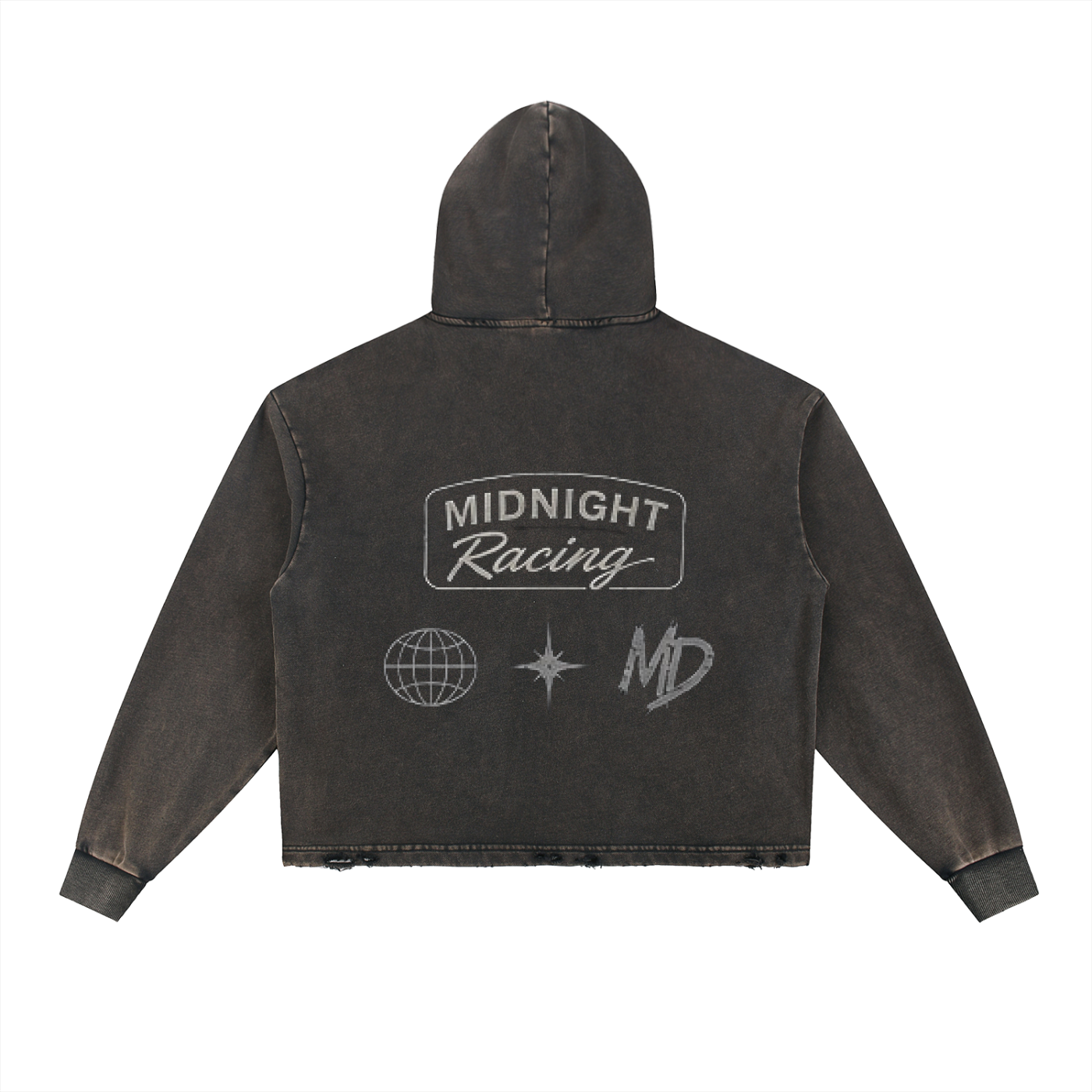 MIDNIGHT RACING sneak peak Vintage Washed Frayed-Hem Hoodie
