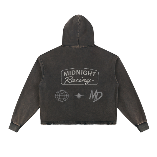 MIDNIGHT RACING sneak peak Vintage Washed Frayed-Hem Hoodie